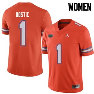 Women's Florida Gators #1 Jonathan Bostic NCAA Jordan Brand Orange Authentic Stitched College Football Jersey QWM3462LR